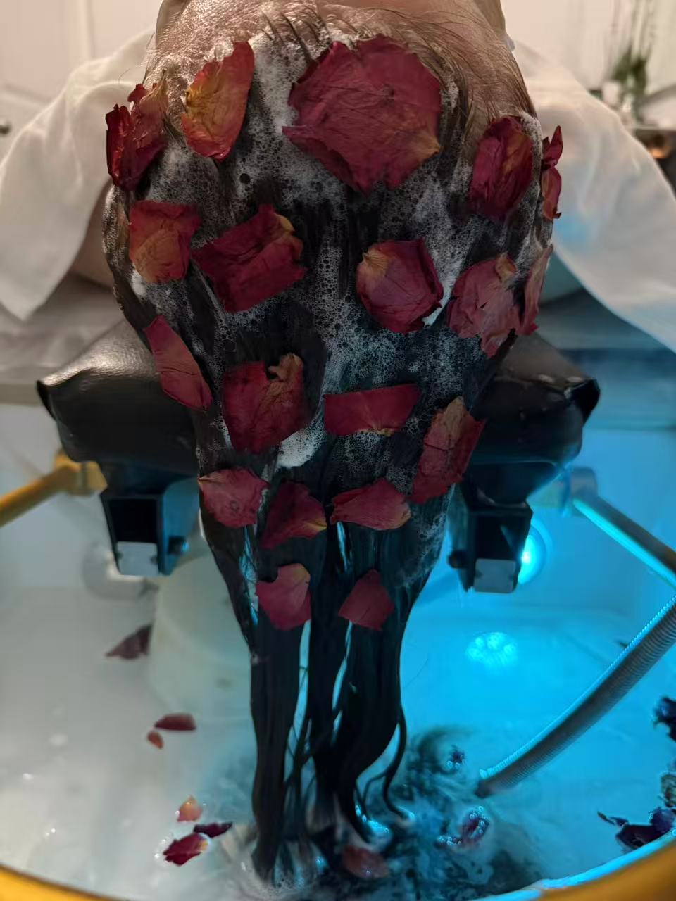 Flower head spa treatment at Shangrila Head Spa, Yorktown Heights NY